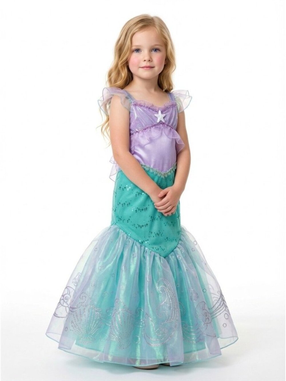 Girls Ariel Inspired Mermaid Dress Costume (Size 6)